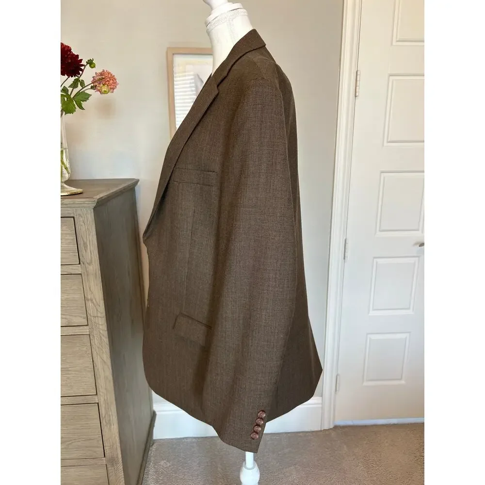 Lauren Ralph Lauren | Brown 100% Wool Mens Single Breasted Blazer | 44L